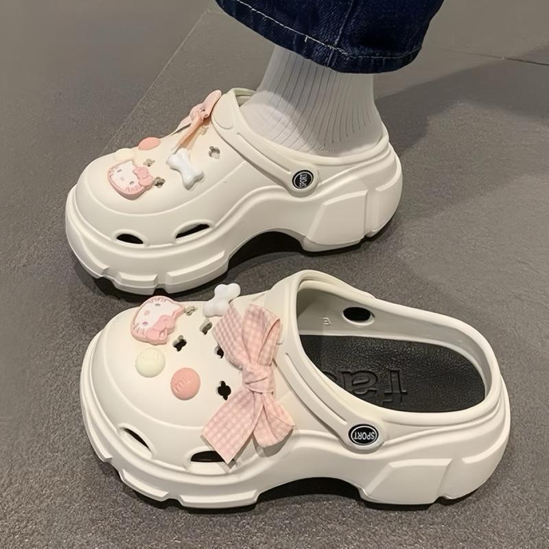 Dép sục nữ Eva đế cao charm nơ xinh yêu chất liệu Eva êm nhẹ thiết kế trẻ trung nữ tính