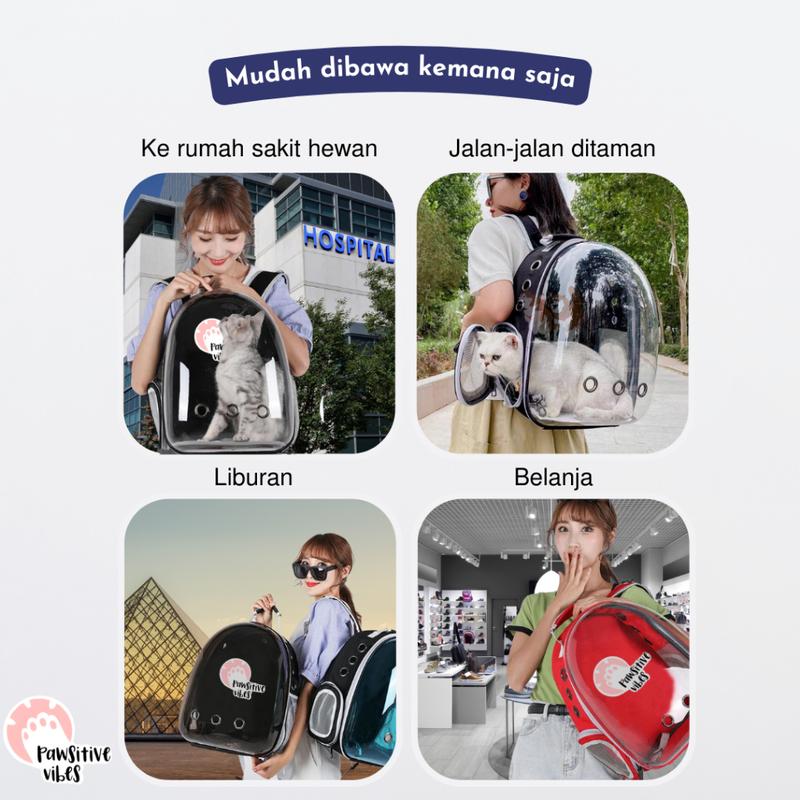 (BERGARANSI) Tas Astronot Kucing Anjing ORIGINAL 100% | Tas Transparan | Pet Cargo | Tas Anjing Kucing Murah | Tas Ransel Hewan atau Travel Bag Nyaman dan Anti Air Cat Bag Pet Bag - Tas Kucing Jumbo - Pet Cargo Astronot - Tas Gendong Kucing 3