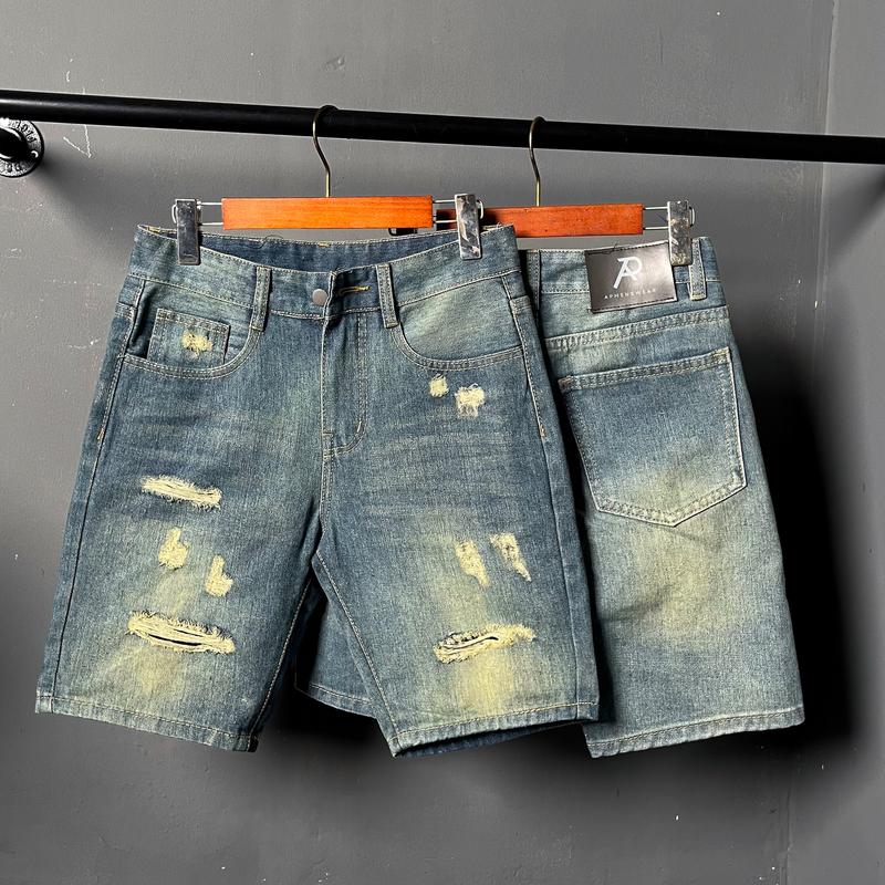 QS6A274 QUẦN SHORT JEAN NAM COTTON KHÔNG CO DÃN MÃ Menswear Có Túi