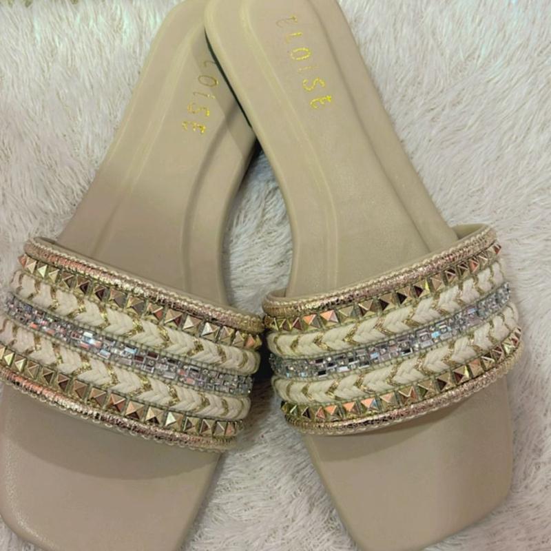 Eloisee NARA Sendal Flat Wanita/ Sendal Teplek / Sendal Slop Wanita / Sendal Wanita Kekinian / Sendal Viral Sandal Hitam Cewek 3