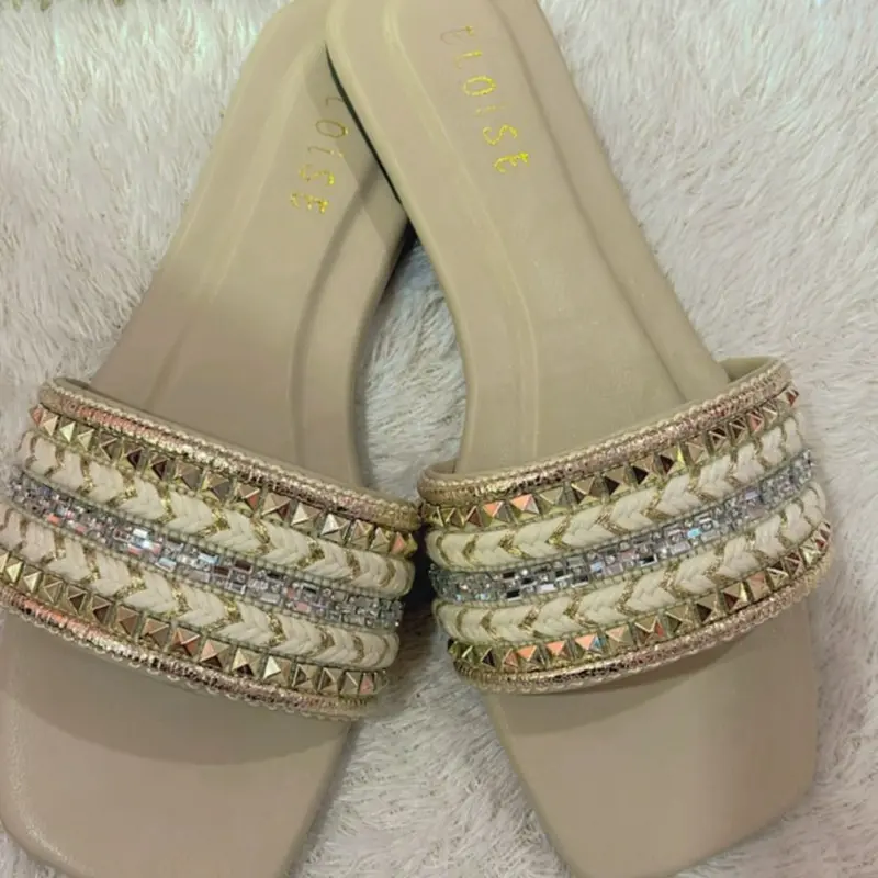 Eloisee NARA Sendal Flat Wanita/ Sendal Teplek / Sendal Slop Wanita / Sendal Wanita Kekinian / Sendal Viral Sandal Hitam Cewek 3