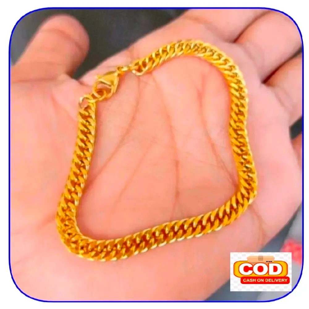 Gelang sisik rantai titanium aksesoris elegan anti luntur perhiasan dewasa lapis emas 24k Bracelets