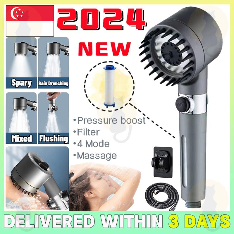SG Ready Stock 2024 NEW 4 Modes High Pressure Handheld Shower Head SPA Nozzle With Filter Detachable Setting