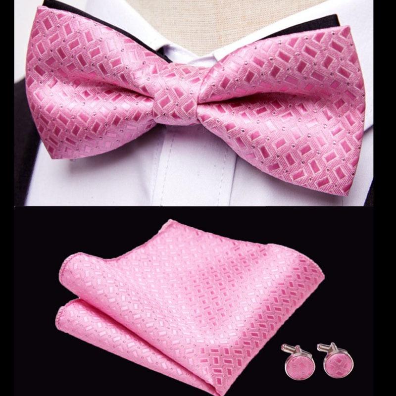 Product Introduction of 10114Men's Bowtie Pocket Square Cufflinks 3pcs Set Groom best man emcee host formal suit trendy bow tie suit 8