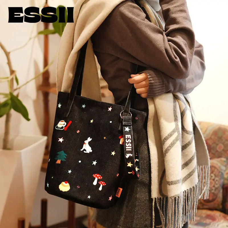 Storybrooke illustration new printed all-in-one fashion single shoulder can be crossbody lengthened bucket cloth bag canvas chic