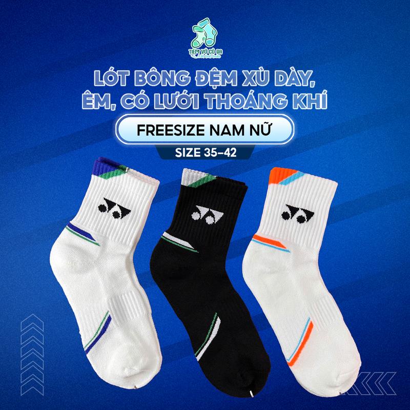 Tất Vớ YONEXX SỌC GÓT ĐỆM BÔNG XÙ DÀY DÀNH CHƠI THỂ THAO cổ trung Nam Nữ