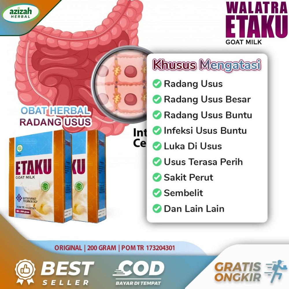 Obat Radang Usus Buntu Usus Besar Infeksi Luka Usus Perih Sembelit Sakit Perut Bab Berdarah Herbal Etaku Goat Milk 100% Original