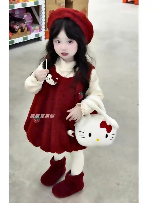 TẶNG MŨ SET YẾM DẠ ĐÍNH HÌNH DỄ THƯƠNG KÈM ÁO GIỮ NHIỆT CHO BÉ GÁI 8-32KG