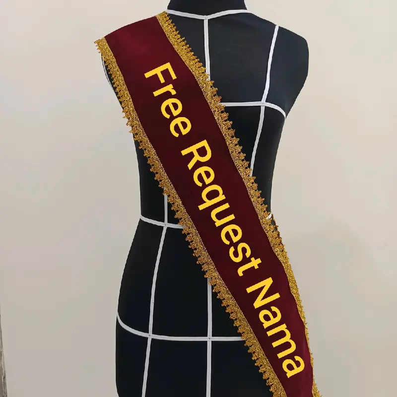 Selempang Bordir RENDA KAIN Beludru Sehari jadi ( free Request Nama) Syal 4