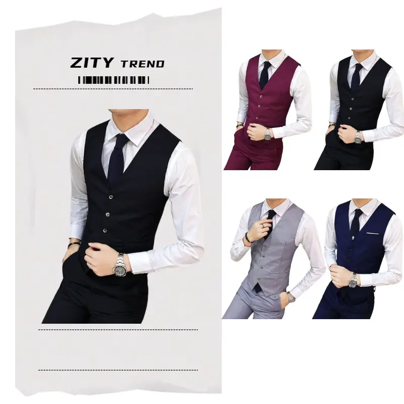 Men Formal Vest/Wedding Suit Vest Top in black red brown blue/Single COD Breasted Business Waistcoat