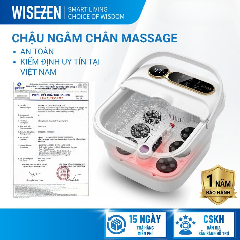 Bồn Ngâm Chân Massage Wisezen Gấp Gọn Massage Ngâm Chân Hồng Ngoại Sục Khí Con Lăn Massage Tự động Bảo Hành 12 Tháng