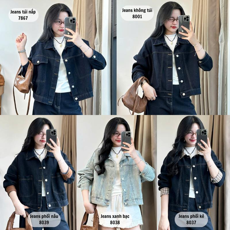 Retrostyle - Áo Denim Ngắn Croptop FORM RỘNG Áo khoác jeans nữ dáng lửng bò xanh chỉ nổi