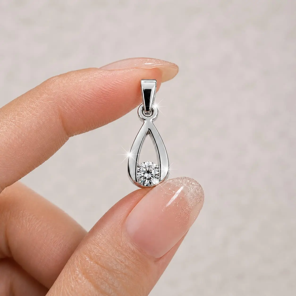 Liontin Titanium Tetes Silver permata, cantik dan elegan, Liontin kalung wanita kekinian dan terbaru anti karat dan anti hitam #liontin #silver #perak #kalungwanita