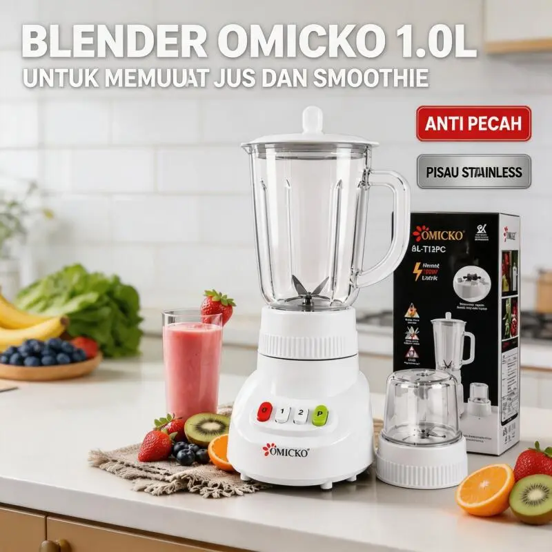 Bisa COD Blender OMICKO BL-T11PC 2IN1/3IN1 Bersertifikat SNI! Daya Kuat Hemat Listrik, Bisa Hancurkan Es Batu, Ada Blender Jus dan Penggiling Bumbu, Pilihan Kapasitas 1.0L/1.25L/1.5L