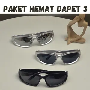 (KCM01) Paket 3 Kacamata Steampunk Pria Cowok Bersepeda Cyberpunk Retro Korean Style Y2k Eyewear Sunglasses