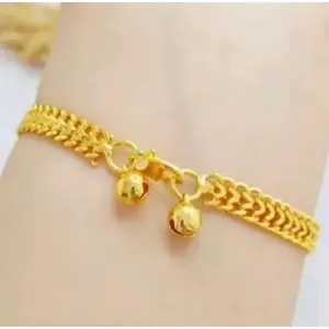 Gelang Tangan Titanium Motif Tikar Kekinian Dilapisi Kuning Emas 24K Anti Luntur dan Karat
