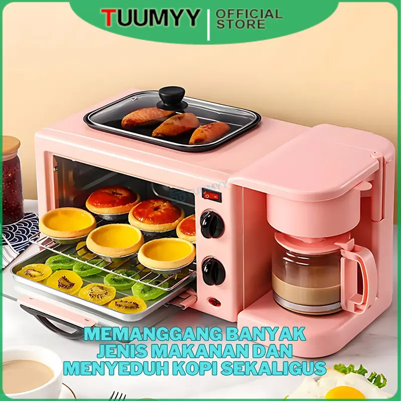 [COD] BREAKFAST MAKER / OVEN 3IN1 MULTIFUNGSI GRILL PAN, MESIN KOPI / TEH, PEMANGGAN PIZZA KUE ROTI TM-60301M 5