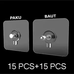 30 Pcs Mix Original Paku Baut Campur Stiker Hook Tanpa Bor Tembok Tempel Gantung Rak Foto Bingkai/Paku Baut Socket Mix Stiker Tanpa Bor Tembok Tempel Dinding Gantung Foto