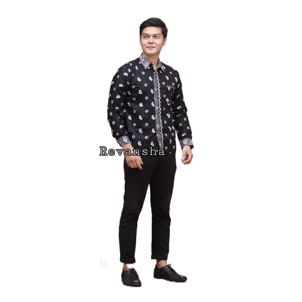 Kemeja batik lengan panjang motif jumputan