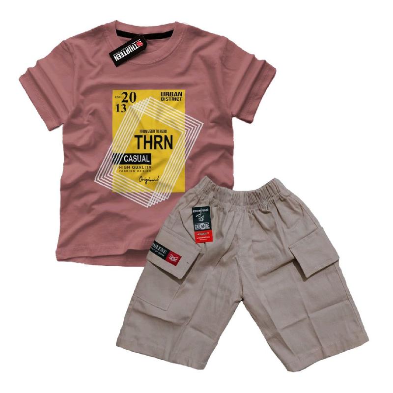 kaos setelan anak pocket terbaru katun dan celana twill 6