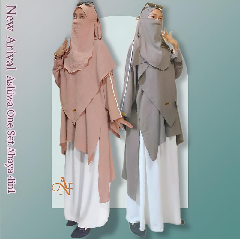 One Set Abaya Muslim Wanita Tunik Rok Hijab Instan Ukuran Jumbo - Shop ...