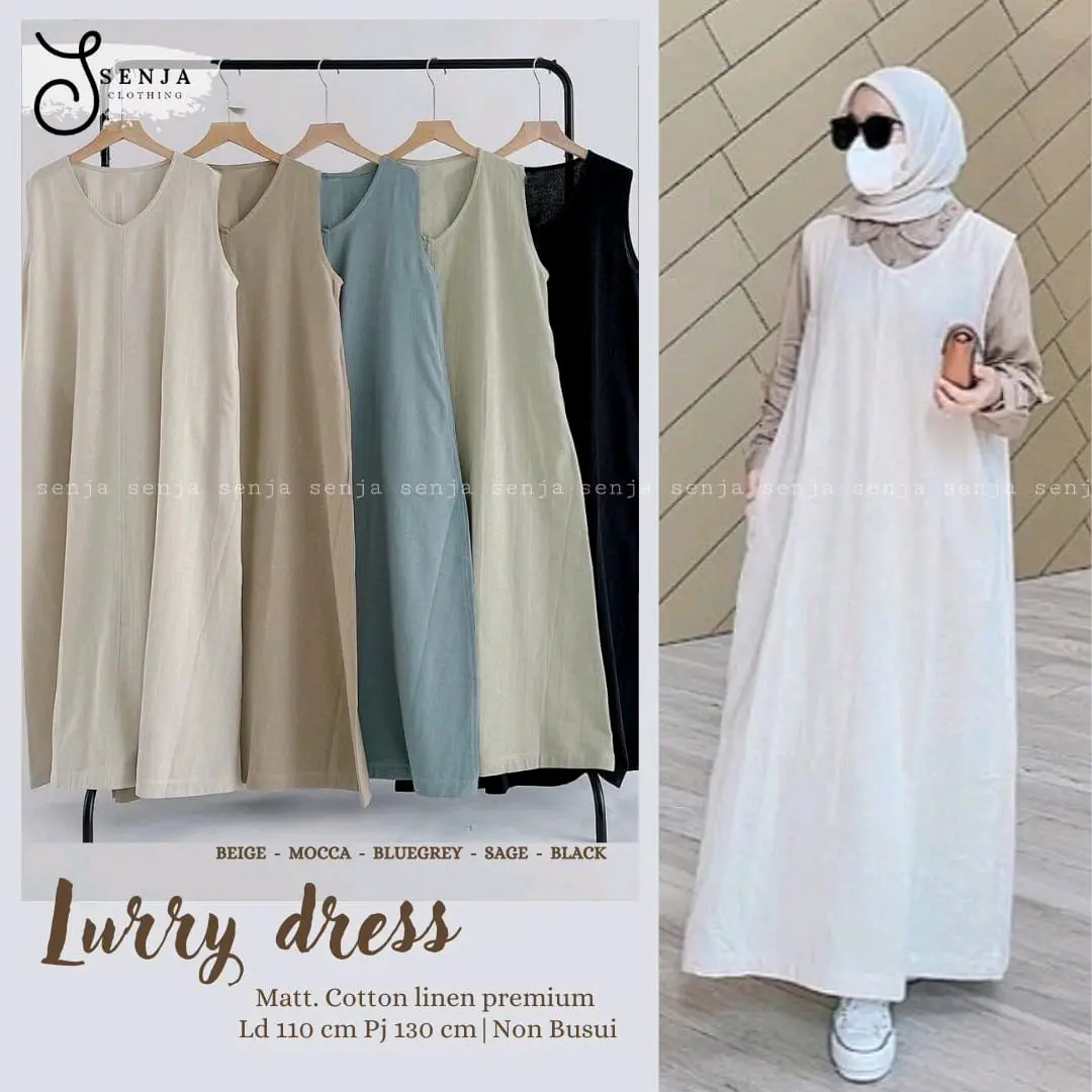 Lurry overall polos linen Wanita Dewasa Casual Dress