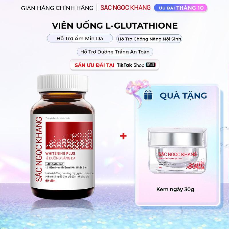 Viên Uống Hỗ Trợ Dưỡng Sáng Da GLUTATHIONE Whitening Plus SẮC NGỌC KHANG - 60 viên/hộp