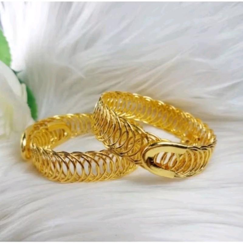 Gelang bangle wanita rajut elastis emas 24k pilihan elegan modis 1