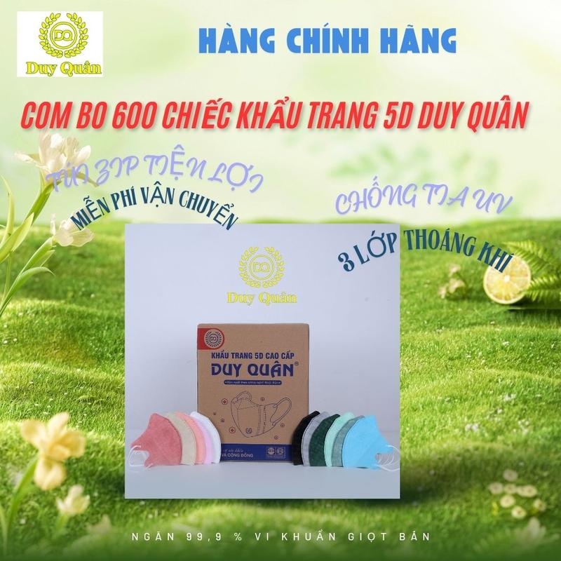 TÚI ZIP KOL 600 chiếc khẩu trang 5D Duy Quân ,3 lớp kháng khuẩn chống bụi mịn