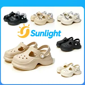 [Sunlight] Sandal Baim Wanita Korea Sendal Fuji Kodok Tinggi 6 cm Wedges Classic Crush Clog Jibbitz Anti Air & Anti Slip Bahan Karet Tali 532M