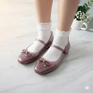 PORTO MILLY -  Sepatu Mary Jane Wanita Elegan Cantik Dengan Warna Glitter Blink Blink dan Desain Coquette Bow untuk Tampilan Lebih Stylish