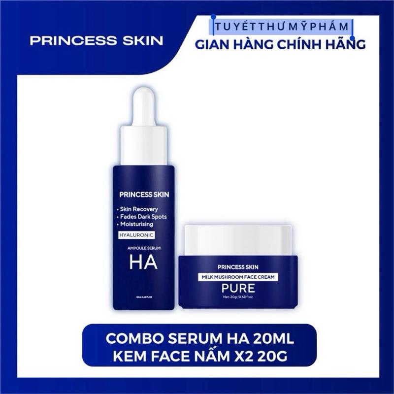 Combo phiên bản mới Princess Skin COMBO FACE NẤM SỮA 20G & SERUM HA 20ML - Kem dưỡng trắng da phục hồi & cấp ẩm chuyên sâu phù hợp mọi loại da