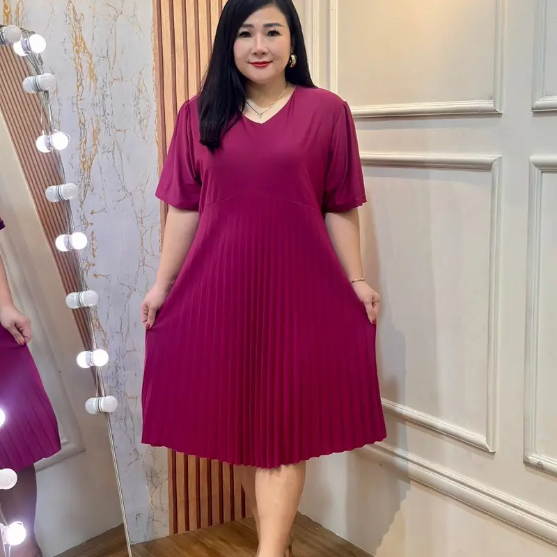 FINA BIGSIZE - (NESYA) DRESS PLISKET WANITA JUMBO BIGSIZE KEKINIAN 6