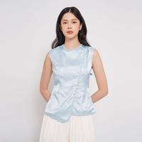 Gambar Chocochips - Briona Top / Atasan Sleeveless Detail Kancing Depan - Blue, S dari Chocochips Boutique Kota Administrasi Jakarta Barat 3 Tokopedia