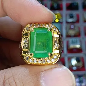 CINCIN PERAK GOLD PERMATA ZAMRUD COLOMBIA MEWAH DAN ELEGANT