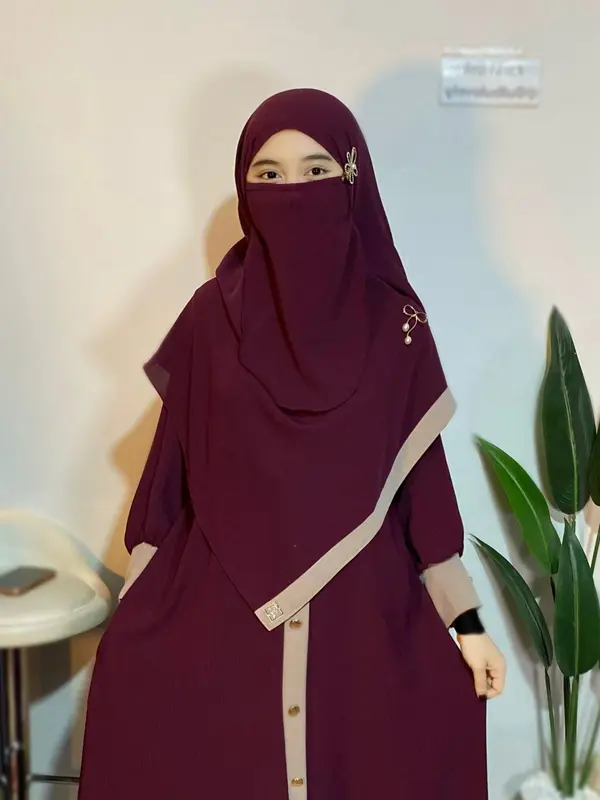PARAYOU - Abaya Hana Set Hijab Pashmina Free Cadar Gamis All Size Seragaman Syari Dress Mewah Muslim Lebaran 2025 Dewasa Remaja Pesta Airflow Maxi Kondangan Crinkle Simple Wanita Ceruty Hitam 8