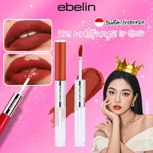 ebelin #002 TOMATO TANGO 3in1 Lip Gloss Dual-ended Liquid Lipstik Lip Velvet Matte Velvet High Pigment Tahan lama lip gloss