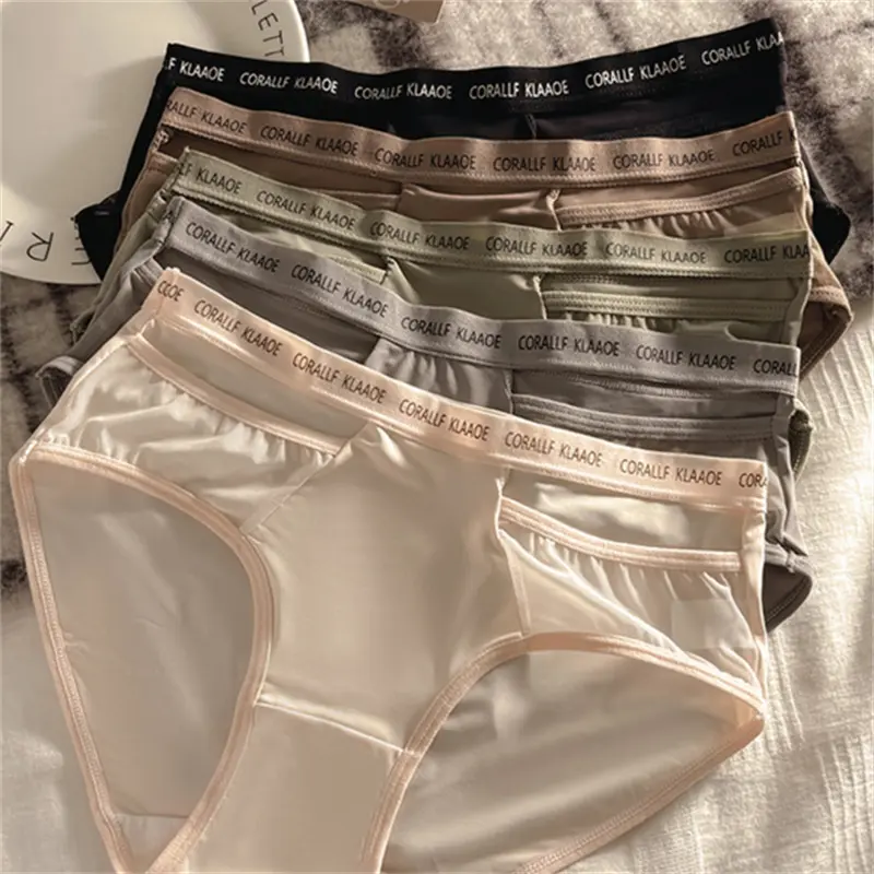 143026 Sexy Hollow Mesh Letter Girls' Underwear Mid Waist Bag Hip Sports Triangle Shorts