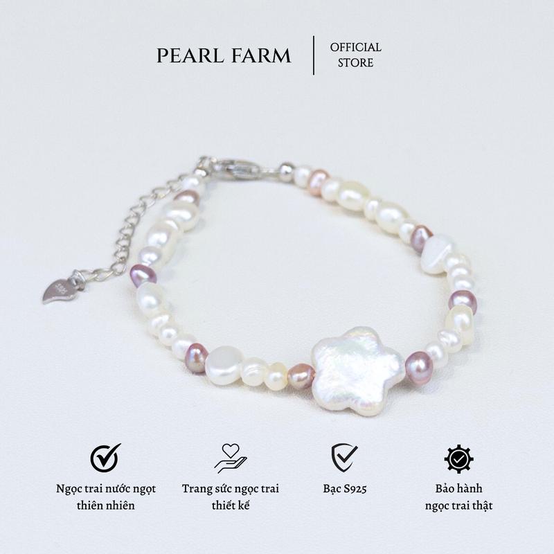  Lắc Tay Ngọc Trai Full Dị Tím Mix Bông Hoa Viên Chủ Pearl Farm 