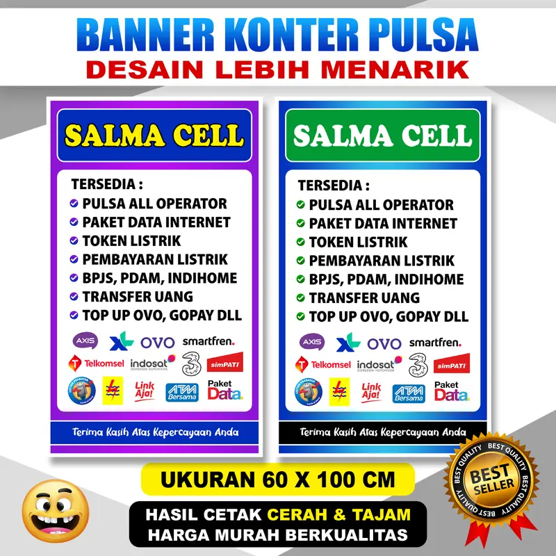 BANNER SPANDUK KONTER PULSA ukuran 60x100 cm 1