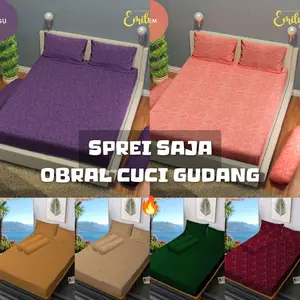 OBRAL CUCI GUDANG SPREI SAJA POLOS EMBOSS AESTHETIC UKURAN 180/160/120/90