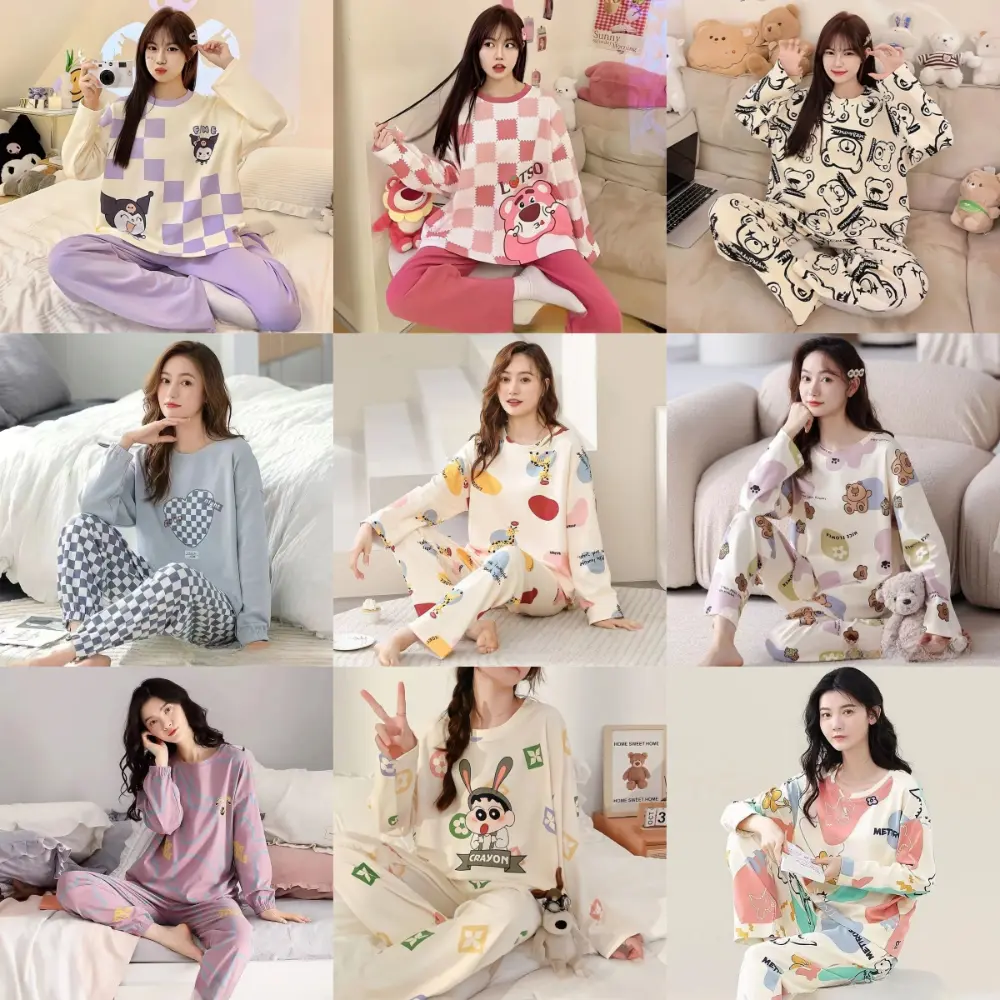 2024 new pajamas women spring and autumn long sleeves autumn Internet celebrities can wear autumn and winter home two-piece set Loungewear Nightwear