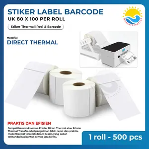 Label Barcode 80 x 100 Kertas Sticker Thermal 80x100 mm ( 500 pcs )