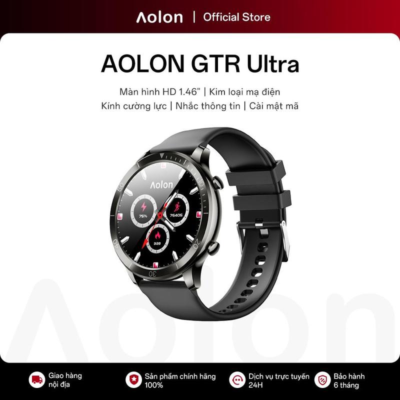 Aolon GTR Ultra Đồng Hồ Nam Theo Dõi Running Pace Nhịp Tim Gọi Bluetooth AMOLED GPS IP68 44g Màn Hình HD 1.46 Kim Loại Mạ Điện Kính Cường Lực Nhắc Thông Tin Cài Mật Mã
