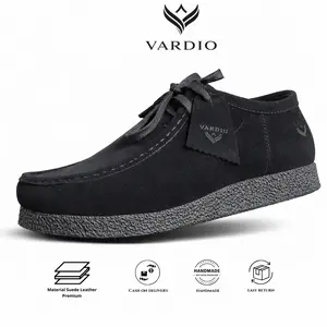 VARDIO - Sepatu Pria Wallabe full hitam - Sepatu Casual Pria Hitam Kasual Shoes oxford