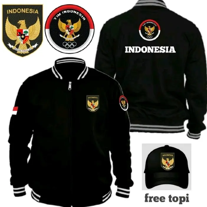 Jaket Varsity Timnas Indonesia Marun Hitam Jaket Baseball Kemerdekaan indonesia 17 agustus Pria Wanita Keren