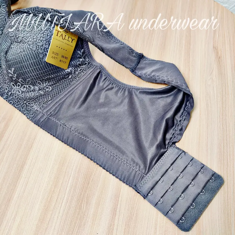 Bra Sayap Lebar TALLY 8117 Size 34-44 Cup C Pakai Kawat/Bra Penekan Lemak Sayap Lebar Pakai Kawat Bh Wanita Busa Tipis Brokat Katun 8