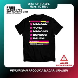 [ PROMO SPESIAL ] KAOS MANCING VIBES PASUKAN BONCOS - BAJU KATA MANCING MANIA KATUN COMBED PREMIUM 24S BAHAN TEBAL Lembut Nyaman FREE STIKER BOX PANCING MINI UNTUK NONGKRONG Sablon Distro
