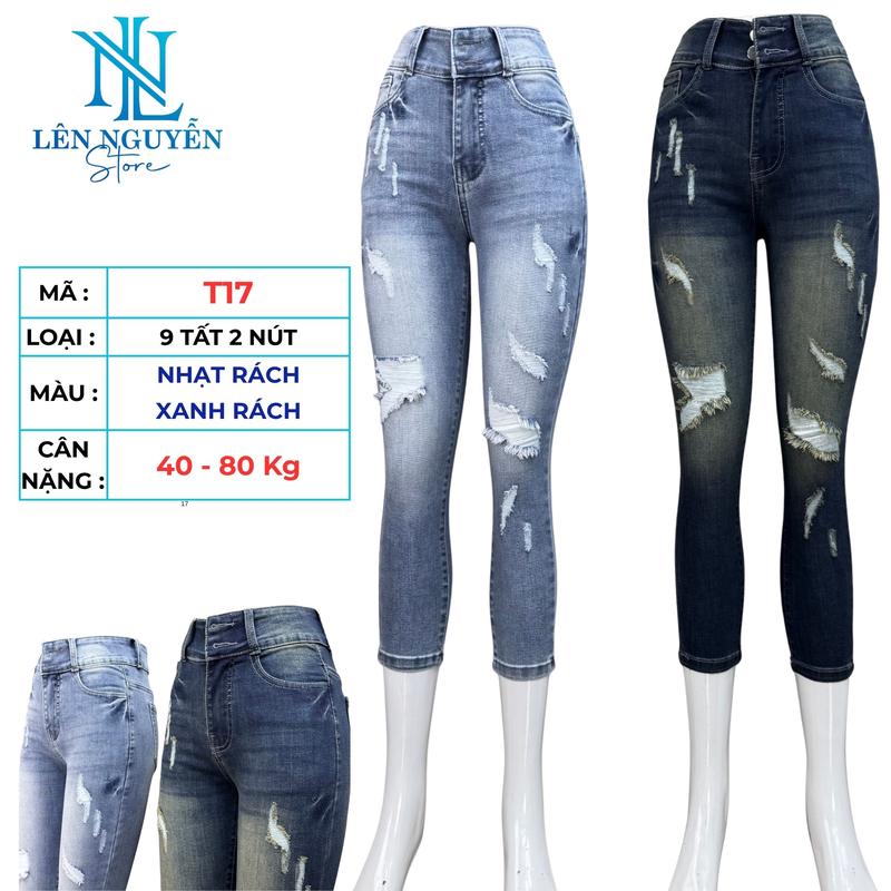  T17   Len Nguyen Store   Quần Jean  Bò  Nữ 9 Tất Dài 85-90cm Màu Xám Xanh Size 40kg-80kg Thiết Kế   Lưng Cao 2 Nút Co Giãn Mền Mịn Bigsize Hotgirl Skinny Ống Ôm Trẻ Trung Tự Tin Dễ Phối Đồ. Denim Women Pants 