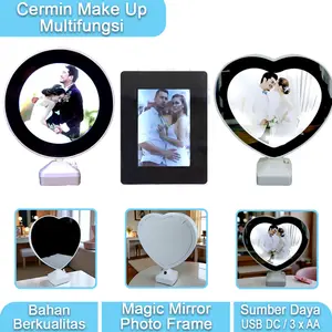 Cermin Ajaib Multifungsi Bingkai Custom Foto Make Up Dengan Lampu LED Magic Mirror Photo Frame
